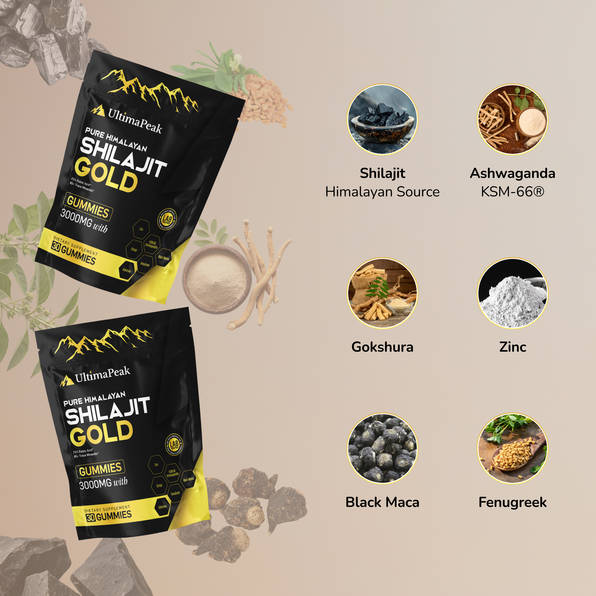 ULTIMAPEAK™ Pure Shilajit Gummies – Now 6-in-1 Support (SALE)